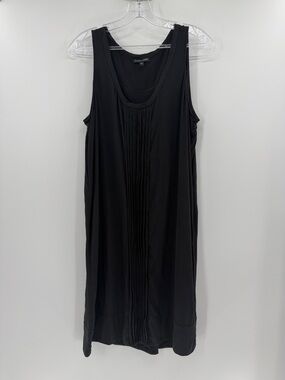 Eileen Fisher Women's 100% Silk Tank Dress with pleating - Black - Large